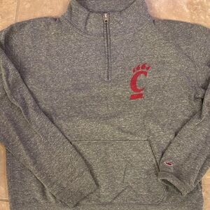 University of Cincinnati Gray Quarter-Zip Sweatshirt with Red Logo